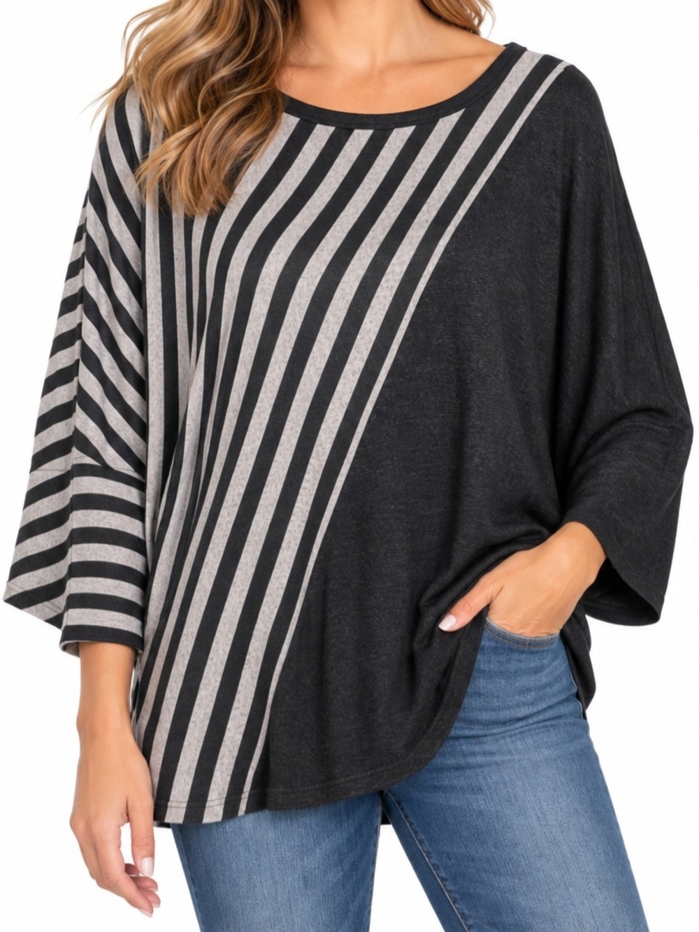 Maurices Striped Black & Gray Top NWT